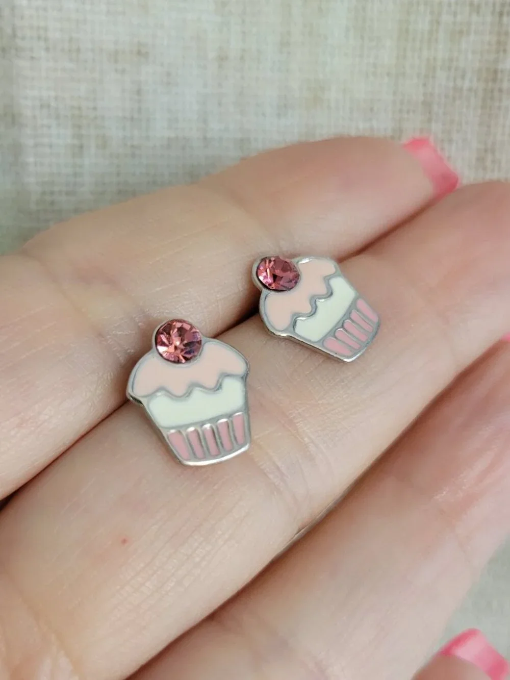 Dainty Cupcake Enamel Stud Earrings